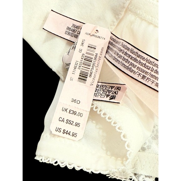 Victorias Secret NWT 36d Dream Angels Push Up Bra No Padding Underwire Ivory - Picture 8 of 8